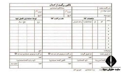 فاکتور برگشت از فروش